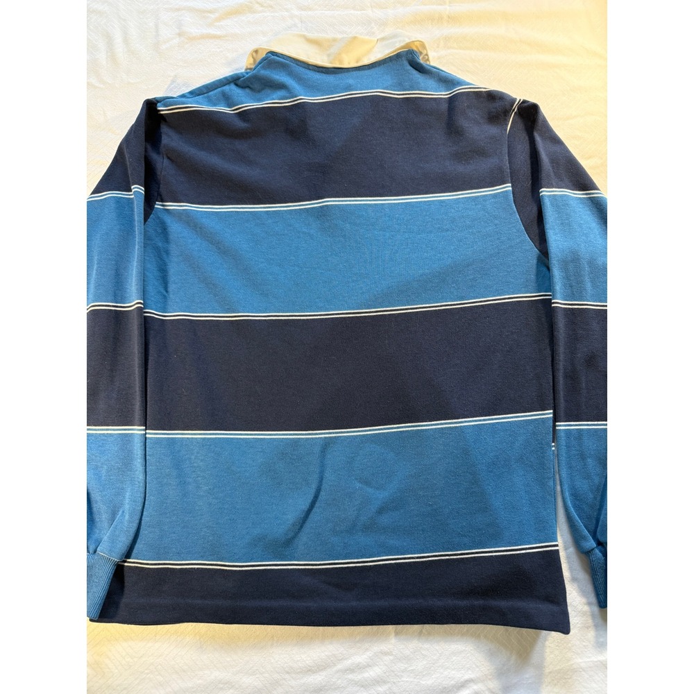 Vintage Royal Knight Mens Striped Rugby Shirt Blue Long Sleeve Made in USA M - Picture 3 of 9